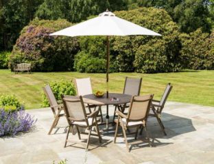 Alexander Rose Sherwood Acacia 6 Seat Barley Recliner Set