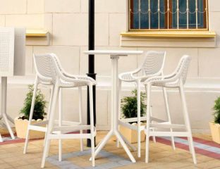 4 Air Bar Chairs and Sky Bar Table Set in White