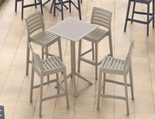 4 Ares Bar Stools and Sky Bar 60 Folding Table Set in Taupe