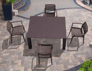 4 Artemis Chairs and  Vegas Small Table Set in Brown