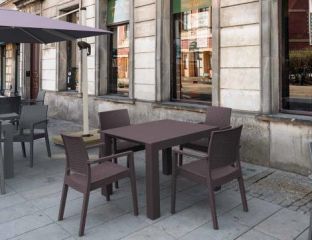 4 Ibiza Chairs and Vegas Table Dining Set in Brown