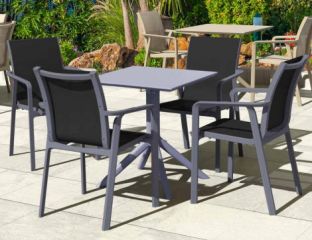4 Pacific Grey Chairs and Sky 60 Grey Folding Table Set