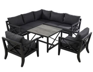 Sorrento Square Casual Dining Set With Lounge Chairs