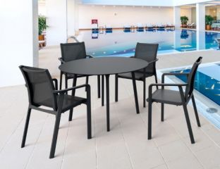 Maya 4 Seat Table Set With Pacific Chairs - Black