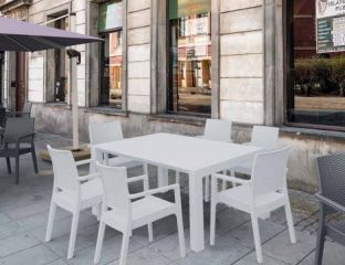 Vegas 6 Seater Set Table With Ibiza Chairs in White