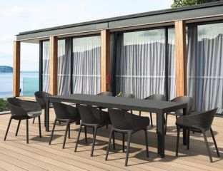 Vegas XL 10 Seater Set Table With Sky Pro Chairs in Black