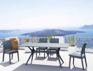 4 Florida Chairs and Ibiza 140 Rectangular Table Set in Grey