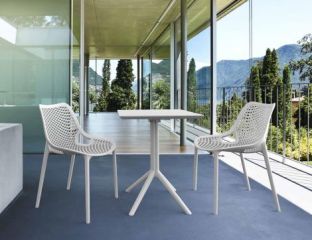 Air Chair and Sky 60 Folding Table Bistro Set in White