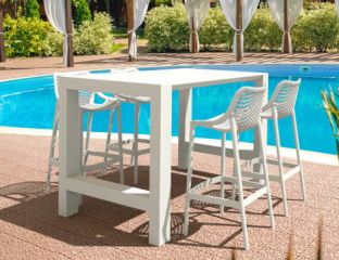4 Air 75cm Bar Stool and Vegas Bar Extendable Table in White