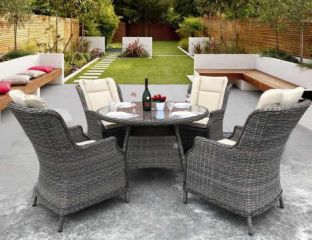 Boston 4 Seaters Rattan Round Dining Set