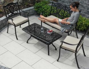 Sapphire Coffee Table with 2 Hampshire Chairs And Bench - Bronze