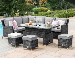 Cadiz Corner Rising Table Dining Set with Ice Bucket - Grey