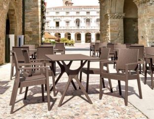 Ibiza 4 Seater Set Table With Ibiza Chairs in Brown