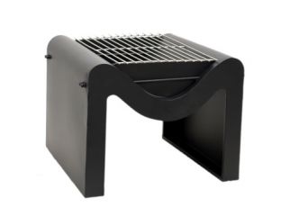Outdoor Metal Hexham Firepit with Grill in Black (H40.5cm x W58cm)