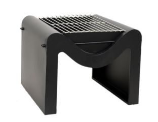 Outdoor Metal Hexham Firepit with Grill in Black (H38cm x W46cm)