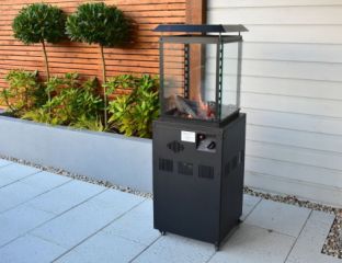 Denver Glass Flame Patio Heater with Lava Rocks and Logs