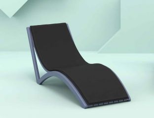 Slim Grey Sun Lounger with Black Mattress