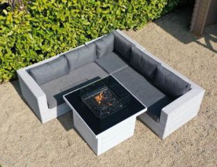 Treviso Corner Sofa Set with Coffee Table And Etna Firepit