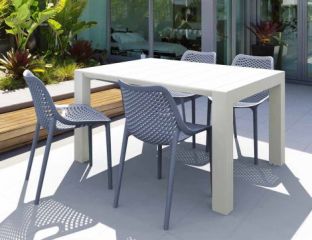 Vegas White 4 Seater Table with Air Grey Chairs Set
