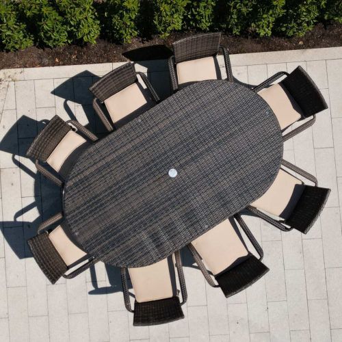 Cairo 8 Seat Oval Set with Stacking Chairs