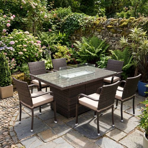 Cairo 6 Seat Stacking Rectangular Firepit Set