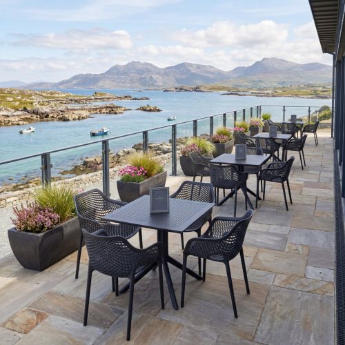 4 Air XL Chairs and Sky 80cm Square Table Set in Black