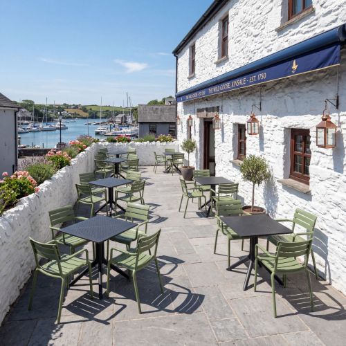 4 Seater Sky 80cm x 80cm Table In Black With Paris Chairs in Green
