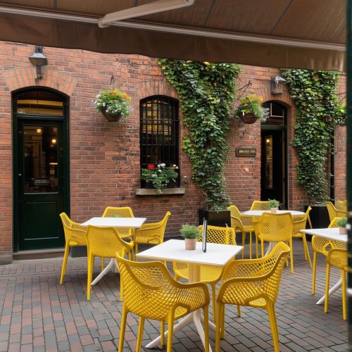 4 Air XL Yellow Chairs and Sky 80 White Table Set