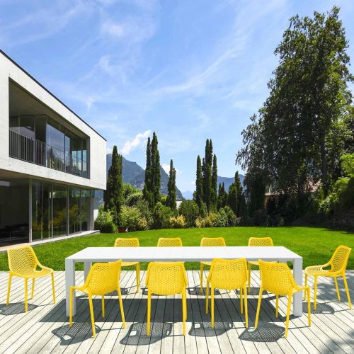 10 Yellow Air Chairs and White Vegas XL Table Set