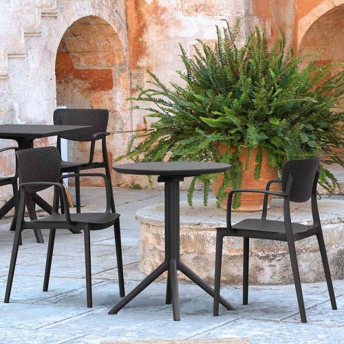 Sky 2 Seater Set Folding Round Table With Loft Chairs - Black