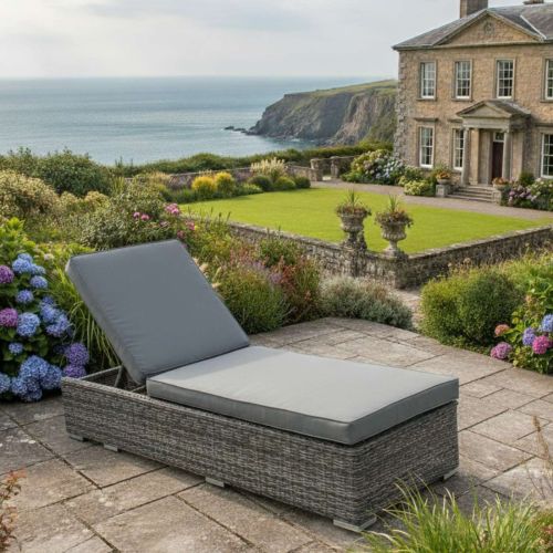 Kona Grey Rattan Sun Lounger with Cushion