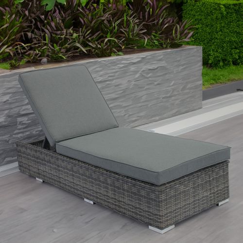 Kona Grey Rattan Sun Lounger with Cushion