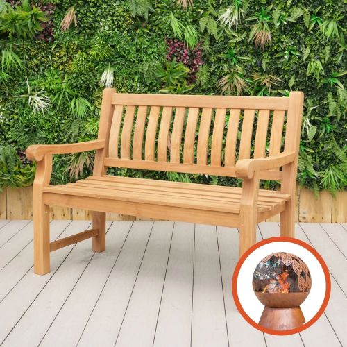 4ft Ergo 2 Seater Teak Garden Bench