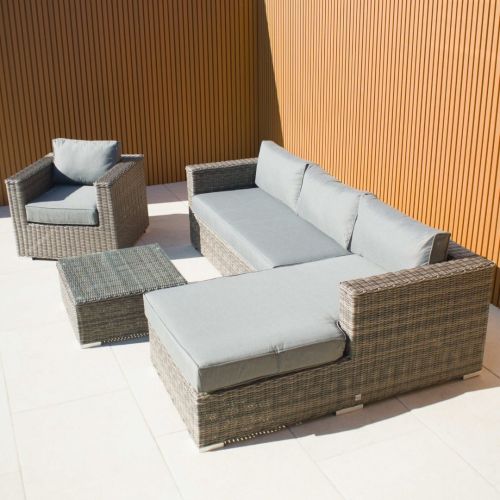 Kona 4 Piece Right Hand Grey Rattan Corner Sofa Set
