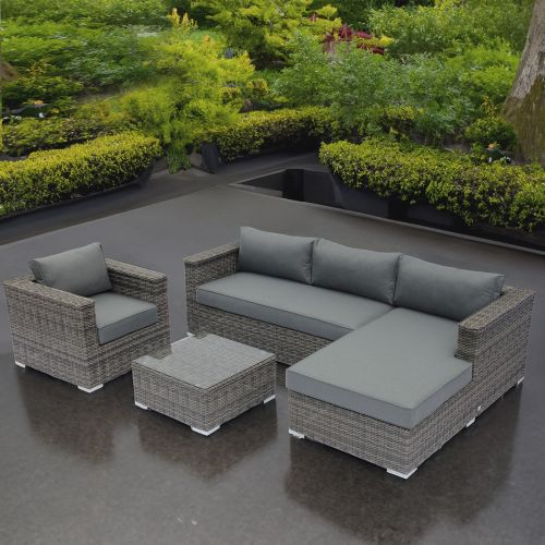 Kona 4 Piece Right Hand Grey Rattan Corner Sofa Set