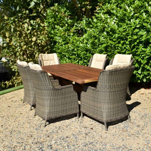Andora 6 Seater Set With Rectangular Wooden Table and Boston Rattan Chairs
