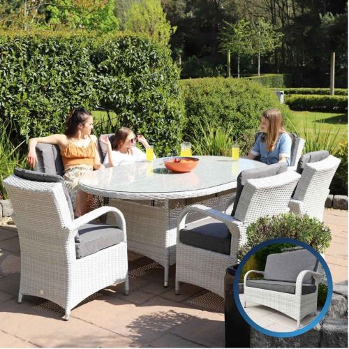 Treviso Light Grey Rattan Oval 6 Seat Set