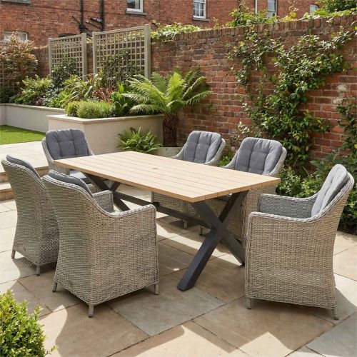 Palm 180cm Rectangular Dining Set with 6 Adelaide Chairs