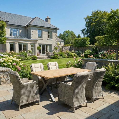 Palm 180cm Rectangular Dining Set with 6 Boston Chairs