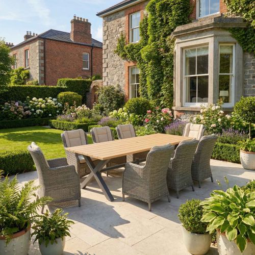 Palm 240cm Rectangular Dining Set with 8 Boston Chairs