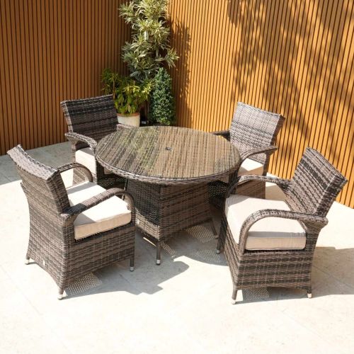 4 Seater Cairo Rattan Round Garden Dining Set