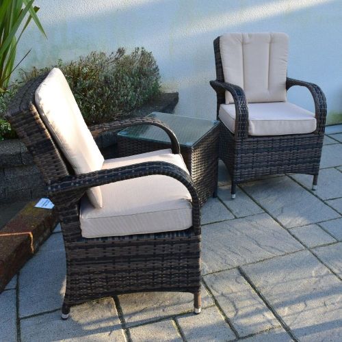 Cairo Side Table Rattan Bistro Set with Seat and Back Quick - Dry Cushions