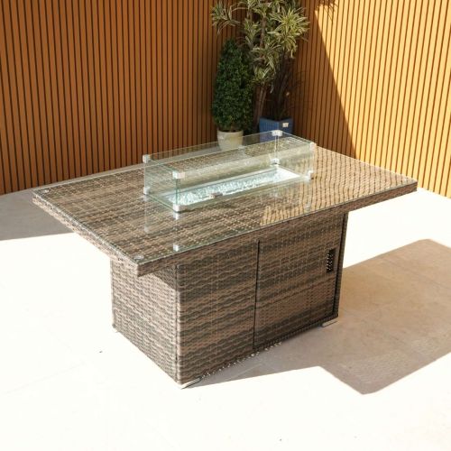Rattan Rectangular Firepit Table - Chocolate