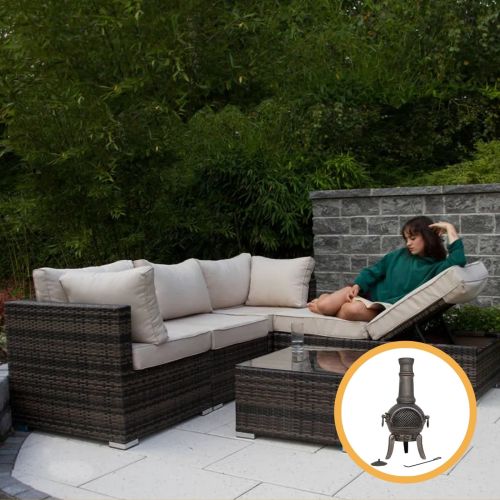 Rio Grande Rattan Outdoor Corner Sofa Set - Brown