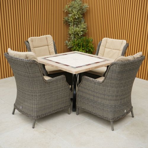 Killiney 4 Seat Square Garden Set with Rattan Boston Chairs