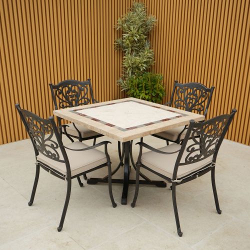 Killiney 4 Seat Square Dining Set with Cast Aluminium Hampshire Chairs