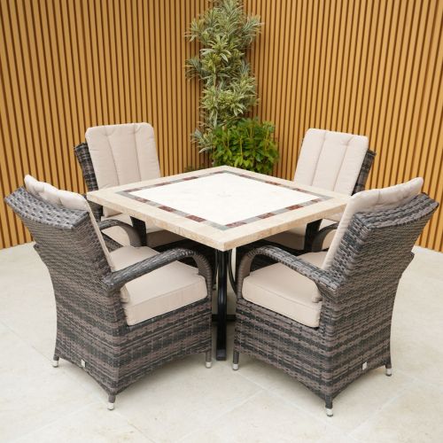 Killiney 4 Seat Square Set with Rattan Cairo Chairs & Back Cushions