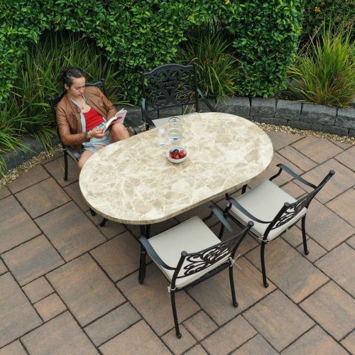 Bantry 160cm Marble Table with 4 Hampshire Chairs in Bronze