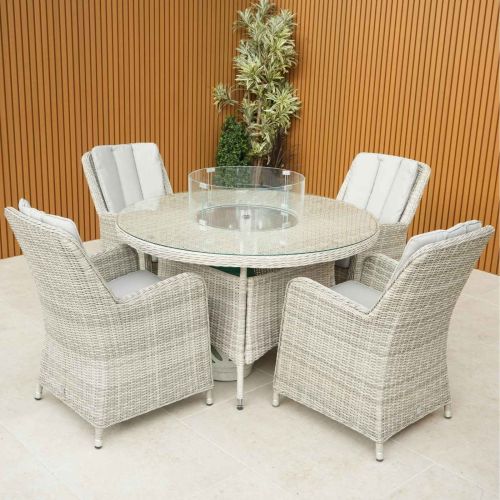 Hamilton 4 Seat Round Dining Firepit Set