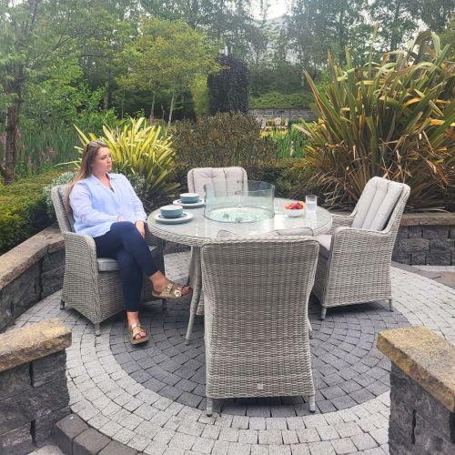 Hamilton 4 Seat Round Dining Firepit Set